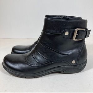 Clarks Christine Club Black Leather Ankle Boots
